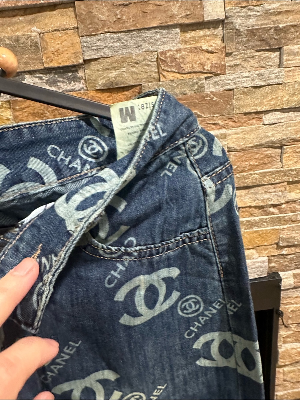 Dark Blue Logo Print women’s Jeans size M - Picture 3 of 4
